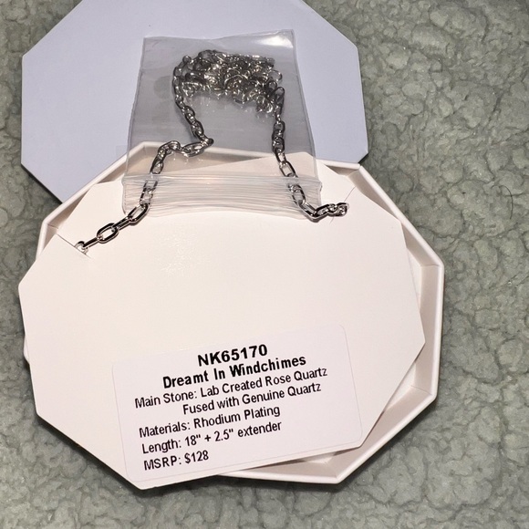 BP Rhodium-Plated Necklace with Rose Quartz - Picture 4 of 4